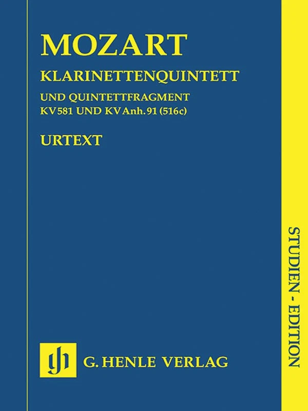 Study Score Mozart Clarinet Quintet A Major K581 Henrik Wiese Henle Urtext Book - Image 1 of 1