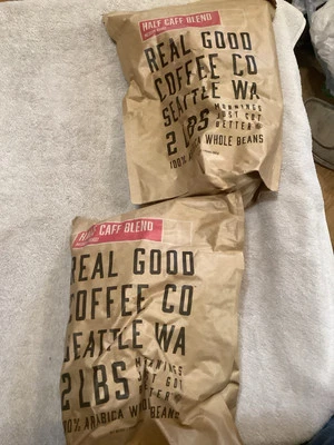 Real Good Coffee Company Whole Bean Coffee Medium Roast Half Cafe Blend Lot Of 2 - Image 1 of 4