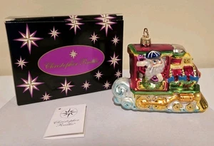 Christopher Radko Glas Weihnachtsmann Zug Nordpol Kreuzung Weihnachtsschmuck mit Box - Bild 1 von 7