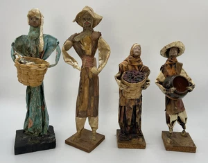 Menge 4 Vintage Pappmaché Volkskunst Figuren Statuen Mexikanisch & Europäisch - Bild 1 von 15