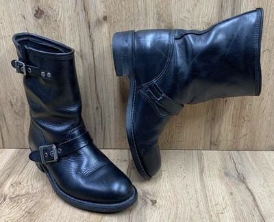 Harley Davidson Mid-Calf Boots 88409 Women Black Leather Double Buckle Size 8.5M - Image 1 of 4