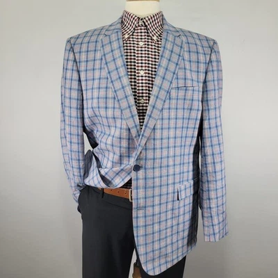 Tommy Hilfiger Hombre Abrigo Deportivo Blazer Multicolor Cuadros Algodón Lino Talla 46L Foto 1 de 4