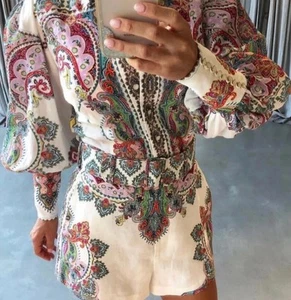 Zimmermann Ninety Six Filigree Shorts Size 0 / AU 8 / US 4 Linen Belted Paisley - Picture 1 of 12
