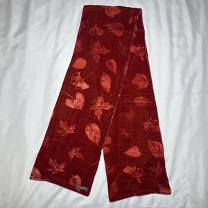 Cynthia Norton New York Schal rote Blätter Herbst Velours Urlaub weich 65" x 10" - Bild 1 von 4