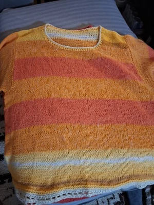8  schöne bunt GESTRICKTE  Pullover HANDARBEIT,Oversize,Gr.Large,kuschelig warm - Bild 1 von 4