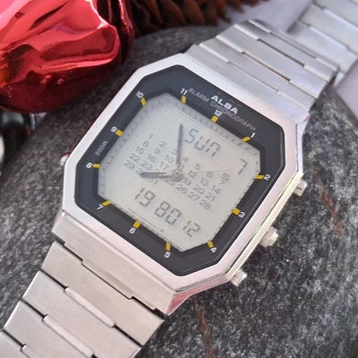 Reloj pulsera original vintage calendario Seiko Alba Y950-5040 1982 reparado para hombre Foto 1 de 4