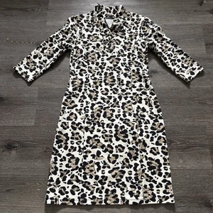 J McLaughlin Terin Sheath Dress Small Ruffle Neck Mozambique Animal Print - Picture 1 of 12