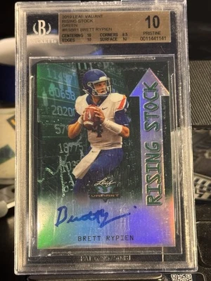 2019 Brett Rypien Leaf Valiant Rising Stock Green #RSBR1 Beckett 10 27/75 - Image 1 of 2
