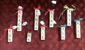 Set Of 9 Scrabble Tiles Christmas Ornaments. Great Gifts Or Stocking Stuffers - Picture 1 of 1