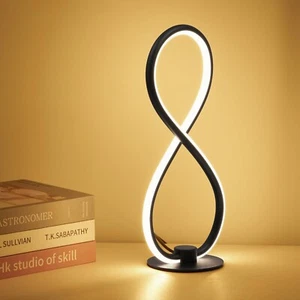 Modern Black Bedroom Lamp - 3 Way Dimmable Touch Lamp with USB Adapter, Beds... - Picture 1 of 6