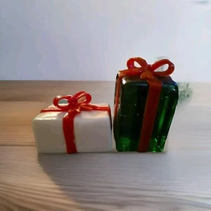 Kunst Glas Geschenke Geschenkboxen Paar Figur Urlaub Weihnachten grün rot 2 Mini - Bild 1 von 6