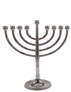 RiteLite LTD Classic Elegance Menorah Silver-toned with Blue Accents 7.5x2.25x8 - Bild 1 von 6