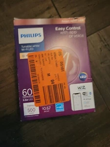 Philips Tunable G25 60W Equivalent Dimmable Smart Wi-Fi WiZ Con Light Bulbs - Picture 1 of 4