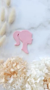 Barbie Silhouette Acrylic Cookie Embosser Debosser Stamp Fondant Bake Baking - Picture 1 of 3
