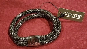 CHICO'S NWT $30 Look Of Lumi Multi Strand Black Magnetic Women's Bracelet Disco - Picture 1 of 3