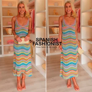 ZARA WOMAN SS25 Multicolored CROCHET KNIT STRAPPY DRESS ALL SIZES 3500/002/330 - Picture 1 of 3