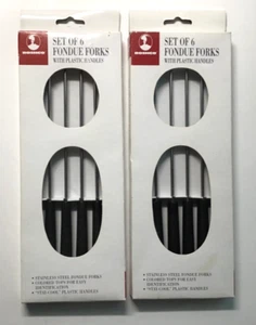 ROSHCO #5022677 SET OF 6 FONDUE FORKS - LOT OF TWO SETS - W/PLASTIC HANDLES - Picture 1 of 2