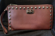 Michael Kors Sandrine Burgundy  Studded Wristlet Wallet Credit Card Organizer