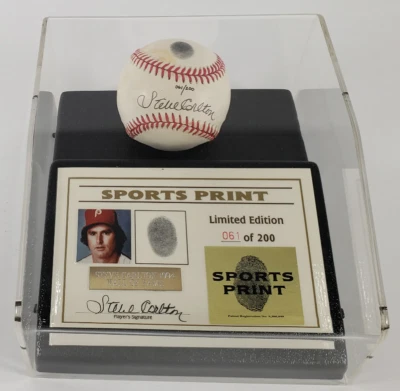 Steve Carlton Signed Thumbprint Baseball In A Limited Edition Display (BAS) - Image 1 of 2