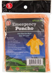Neu 2er Pack Notfall Regen Poncho orange Kapuze wiederverwendbar Einheitsgröße - Bild 1 von 1