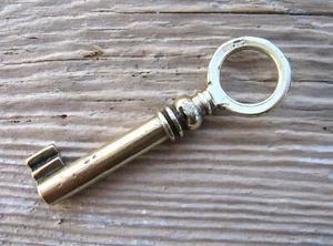 Old Antique Vintage Solid Brass 2" Hollow Barrel Skeleton Key Chest Cabinet Lock - Picture 1 of 5