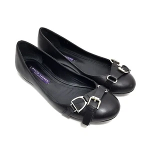 Ralph Lauren Collection Black Leather Ballet Flats Size 6 B - Picture 1 of 12