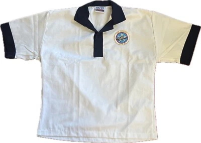 NewChef Fashion Inc. 1/4 Button Chef Shirt Adult S Navy Marine USS NIMITZ CVN 68 - Image 1 of 4