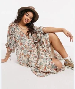 VESTIDO MAXI SET DE TÉ FREE PEOPLE EARTHFOLK ~ FESTIVAL BOHO ~ Pequeño ~ Excelente LEER - Imagen 1 de 6