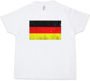 GERMAN FLAG Kids Boys T-Shirt Deutschland BRD Germany Retro DDR Banner Flagge WC - Picture 1 of 1