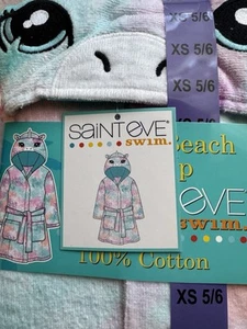 Saint Eve Little Girl Swim Bath Robe Swimsuit Cover Up XS 5/6 Tie Dye Unicorn - Picture 1 of 3