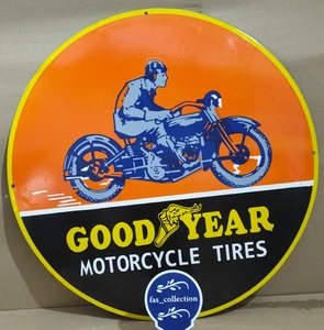 Good Year Motorcycle Tires Porcelain Enamel Sign  30 x 30 Inches 1 Sided - Picture 1 of 6