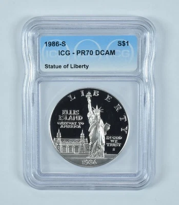 1986-S Statue Of Liberty Commemorative Silver Dollar PR70 DCAM ICG *8165 - Image 1 of 4