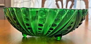 Vintage Anchor Hocking Bowl Forest Green Burple Glass, 8" - Picture 1 of 4