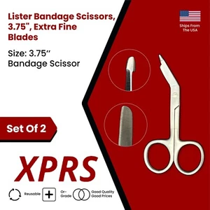 Set of 2 Lister Bandage Scissors, 3.75", Extra Fine Blades - Picture 1 of 8