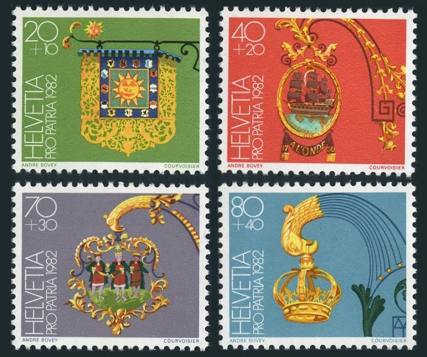 Switzerland B488-B491,MNH.Michel 1223-1226. Inn Sign 1982:Willisau,Winterthur, - Image 1 of 1