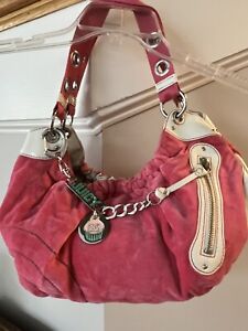 Y2K Juicy Couture Vintage Pink Velour Leather Purse Shoulder Bag