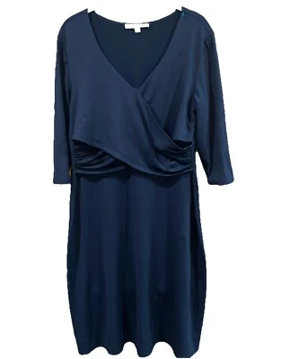 Travelsmith Black Knit Shift Dress Twist Front 3/4 Sleeves Size L - Imagem 1 de 4