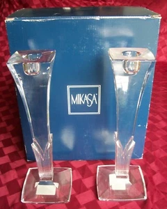 2 MIKASA LEAD CRYSTAL CANDLESTICK HOLDERS ~ 10 INCHES ~ NEW IN BOX - Picture 1 of 3