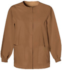 Womens XL Scrub jacket nursing uniform lab coat cocoa brown tan dark khaki