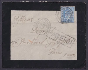 1907 Mourning Envelope PERNAMBUCO Brazil via PAQUEBOT to Paris EVII 2 1/2d VFU - Picture 1 of 2