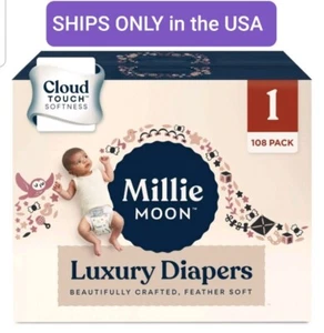 New All Natural Millie Moon Disposable Diapers Cloud Touch Softness Size 1 - Picture 1 of 5