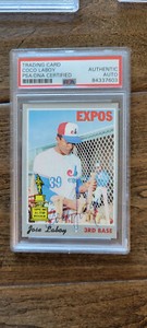 1970 TOPPS SIGNED AUTO ROOKIE CARD JOSE COCO LABOY MONTREAL EXPOS PSA DNA # 238