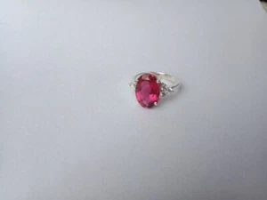 Natürlich Rot Rubin Und Zirkonia Edelstein Verlobung Ring 925 Sterlingsilber E1 - Bild 1 von 6
