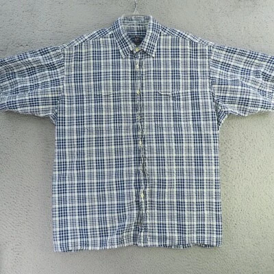 Bills Khaki Shirt Mens XL Blue Check Seersucker Short Sleeve Button Up - Image 1 of 4
