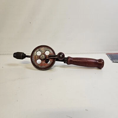 Taladro manual vintage con placa de pecho Fulton en estado de funcionamiento ~ Estate Find Foto 1 de 4