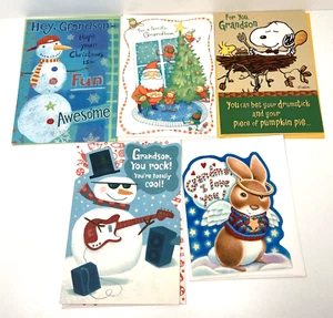 Lot of 5 Hallmark Unused Grandson Greeting Cards with Envelopes Vintage NOS - Picture 1 of 13