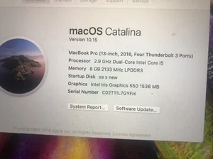 Apple MacBook Pro 13 A1706 2016 2017 Logic Board Top Case Battery 256 Gb I5 2.9 - Afbeelding 1 van 4