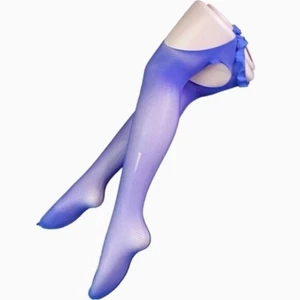 US Women's Fishnet Body Stocking Cutout Crotchless Pantyhose Purple - Picture 1 of 2