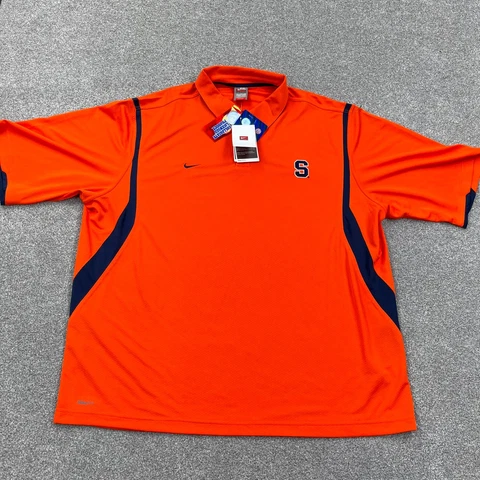 Syracuse Polo Shirt Men 2XL XXL Orange Nike Dri Fit Quick Dry Performance Adult Cover