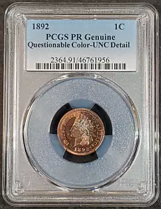 1892 Indian Head Cent Proof PCGS PR Genuine Unc 2364.91/46761956 Exquisite Coin - Picture 1 of 11